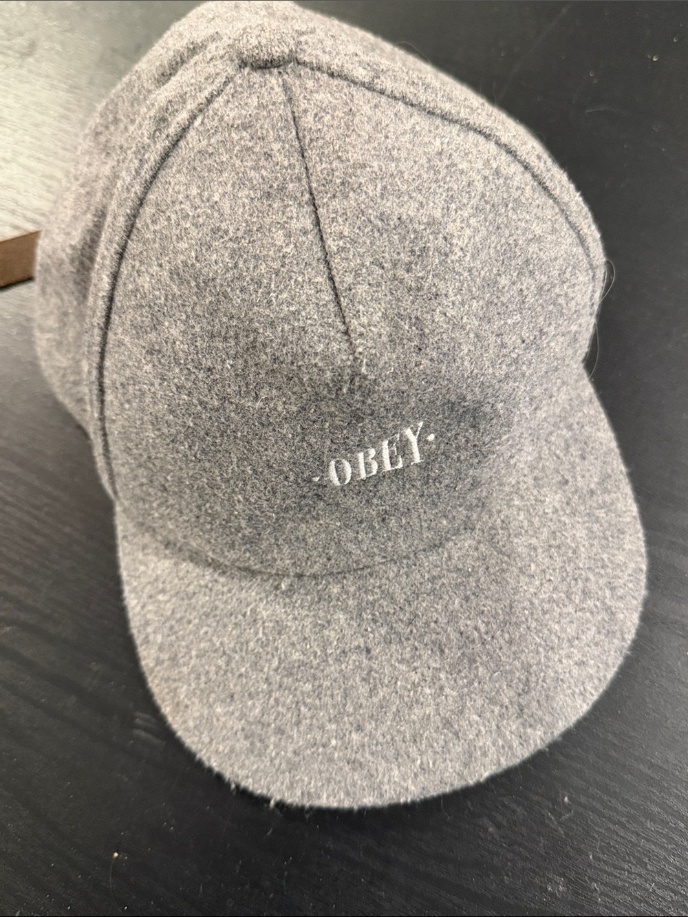 Obey Grey Wool-Blend Baseball Cap with Embroidered Logo